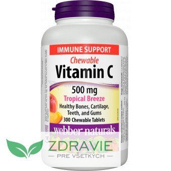 Vitamín C 500 mg - 300 cmúľacich tabliet - Príchuť: tropické ovocie