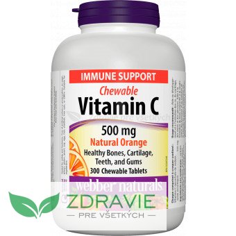 Vitamín C 500 mg - 300 cmúľacich tabliet - Príchuť: pomaranč