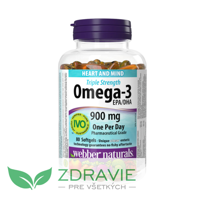 Omega-3 900 mg Trojitá sila EPA/DHA Bez rybej pachuti